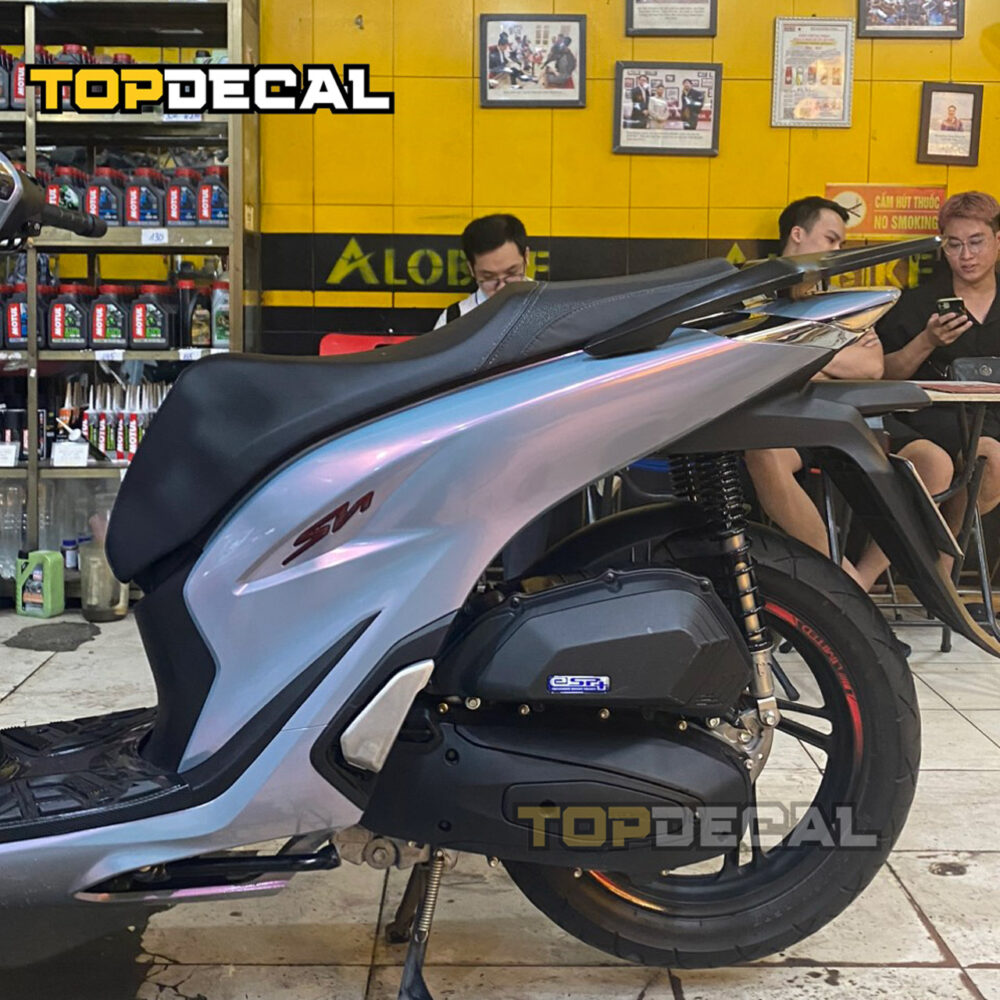 Dán decal xe SH màu xám xi măng ánh hồng núi lửa - Hình ảnh 3