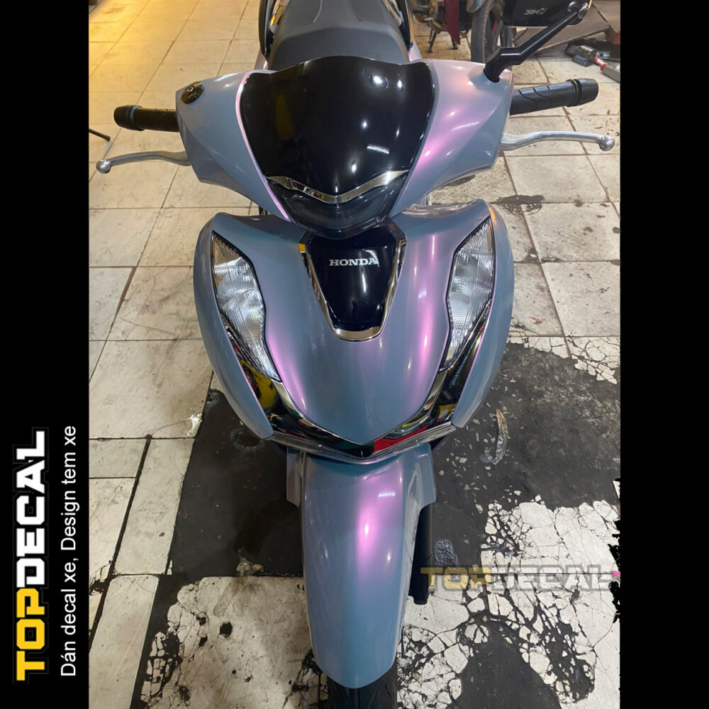 Dán decal xe SH màu xám xi măng ánh hồng núi lửa - Hình ảnh 4