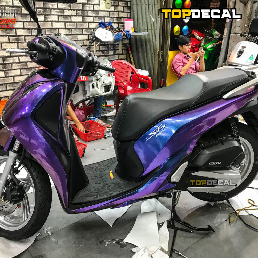 Decal xe SH màu đen ánh tím