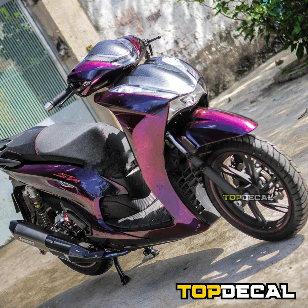 Decal xe SH màu đen ánh tím