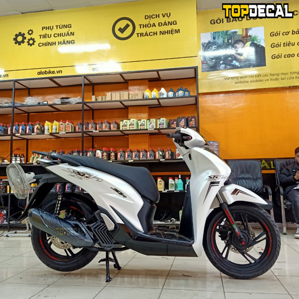dán decal xe Sh màu trắng ngọc trai