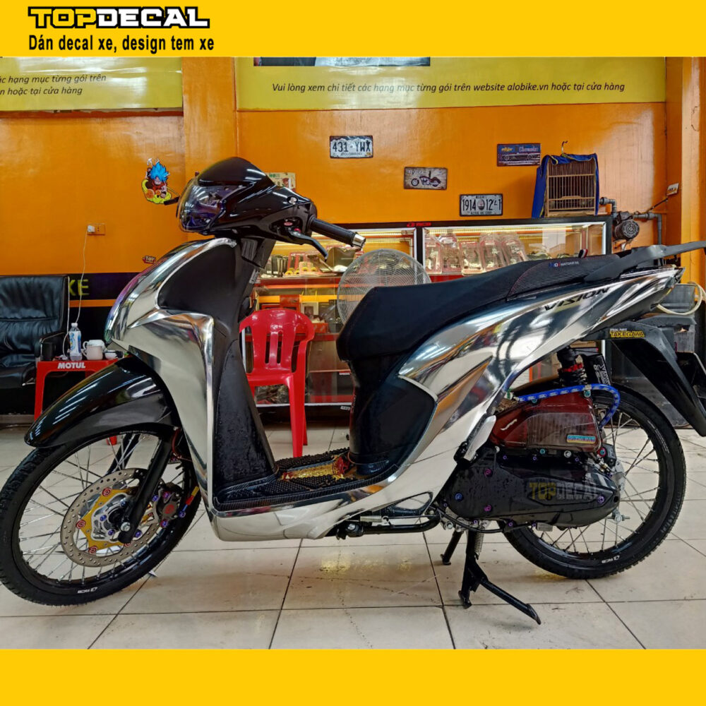 dán decal xe vision màu bạc