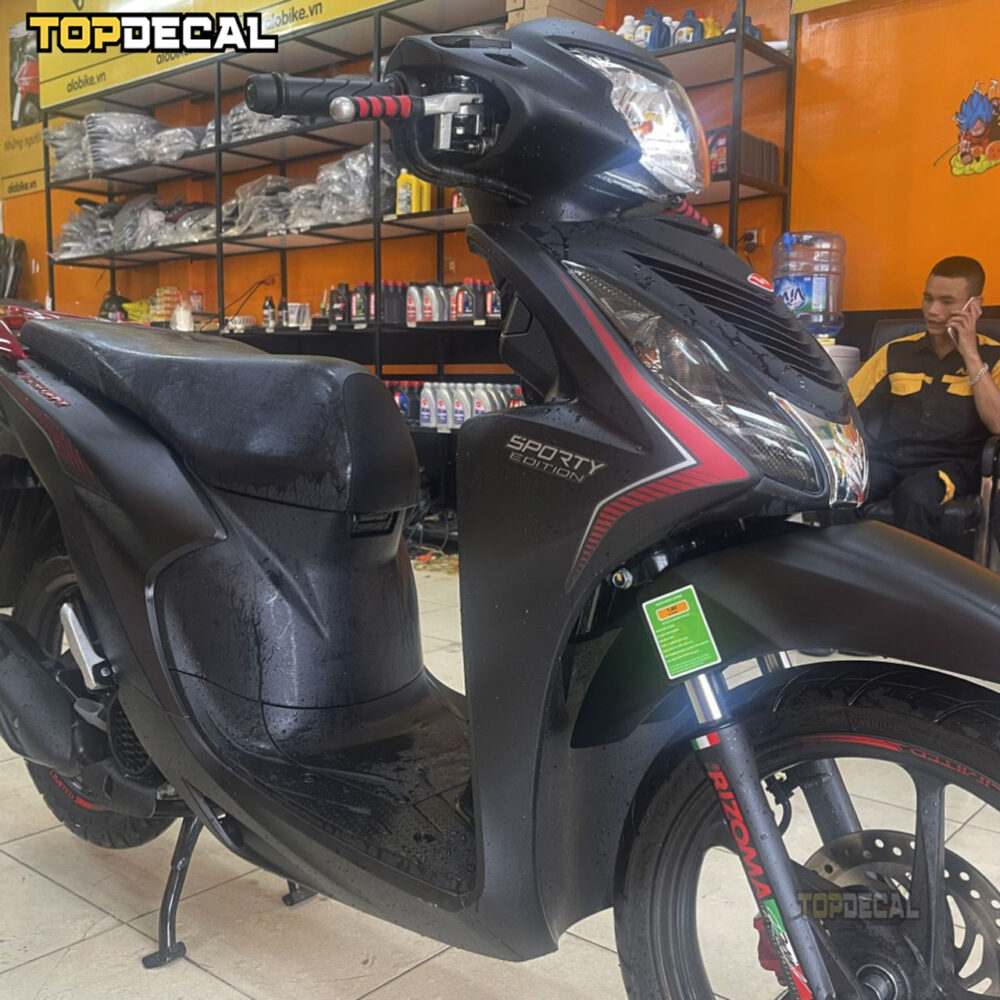 dán decal xe Vision đen tem đỏ
