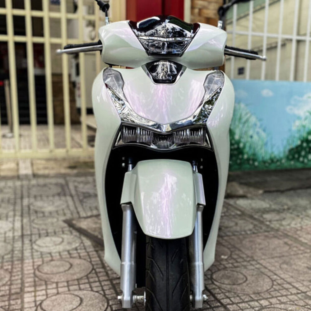 dán tem xe Sh màu trắng ánh hồng