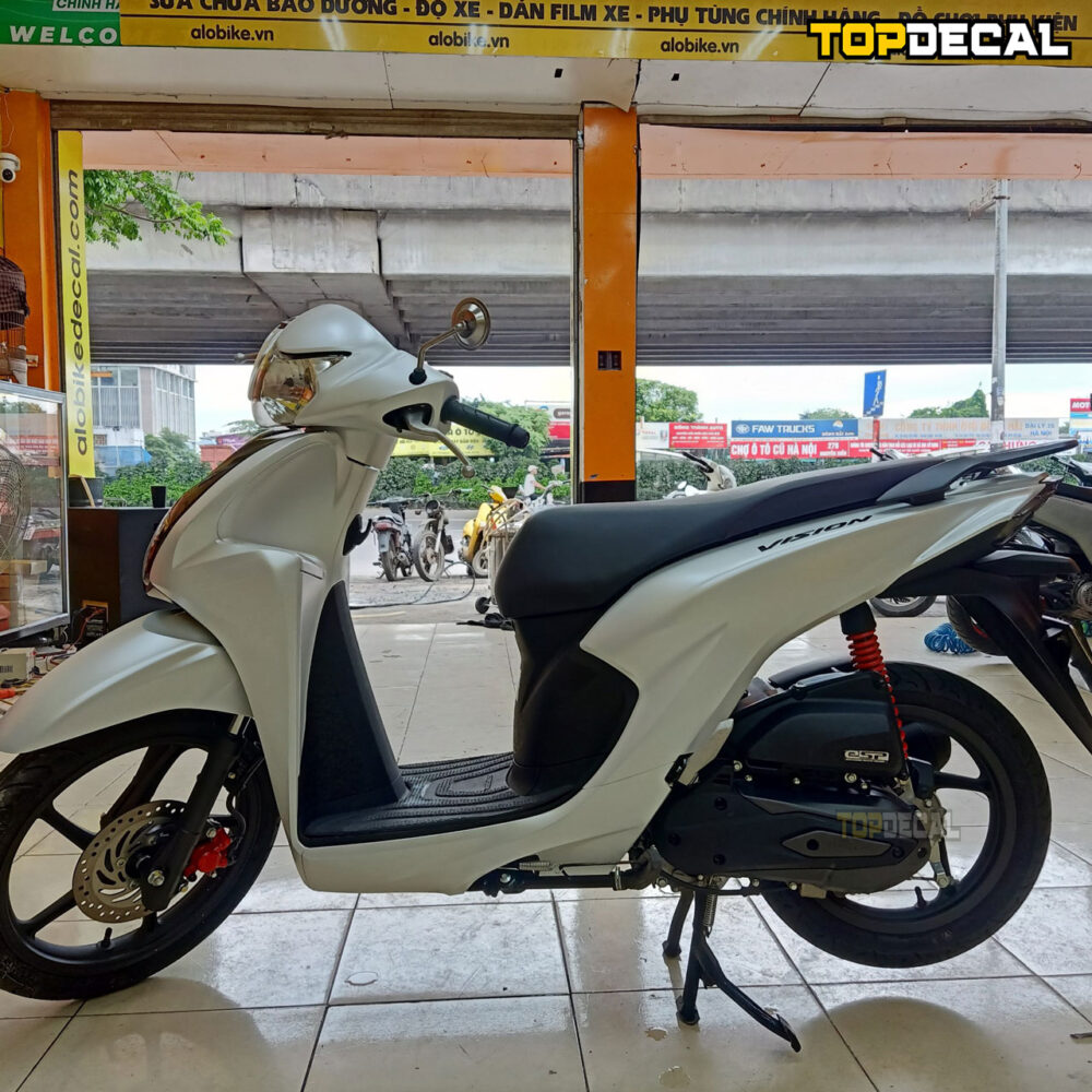 dán tem xe Vision màu trắng ngọc trai