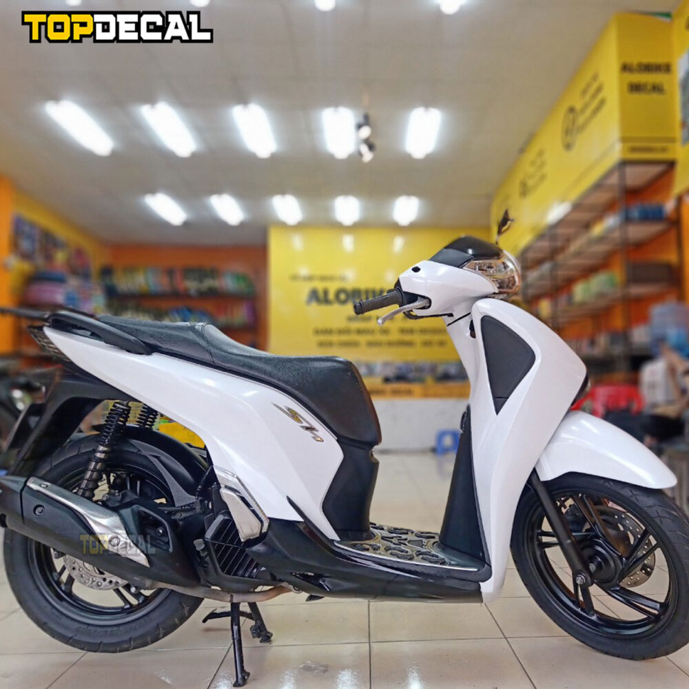 dán decal xe sh màu trắng lụa ngọc trai