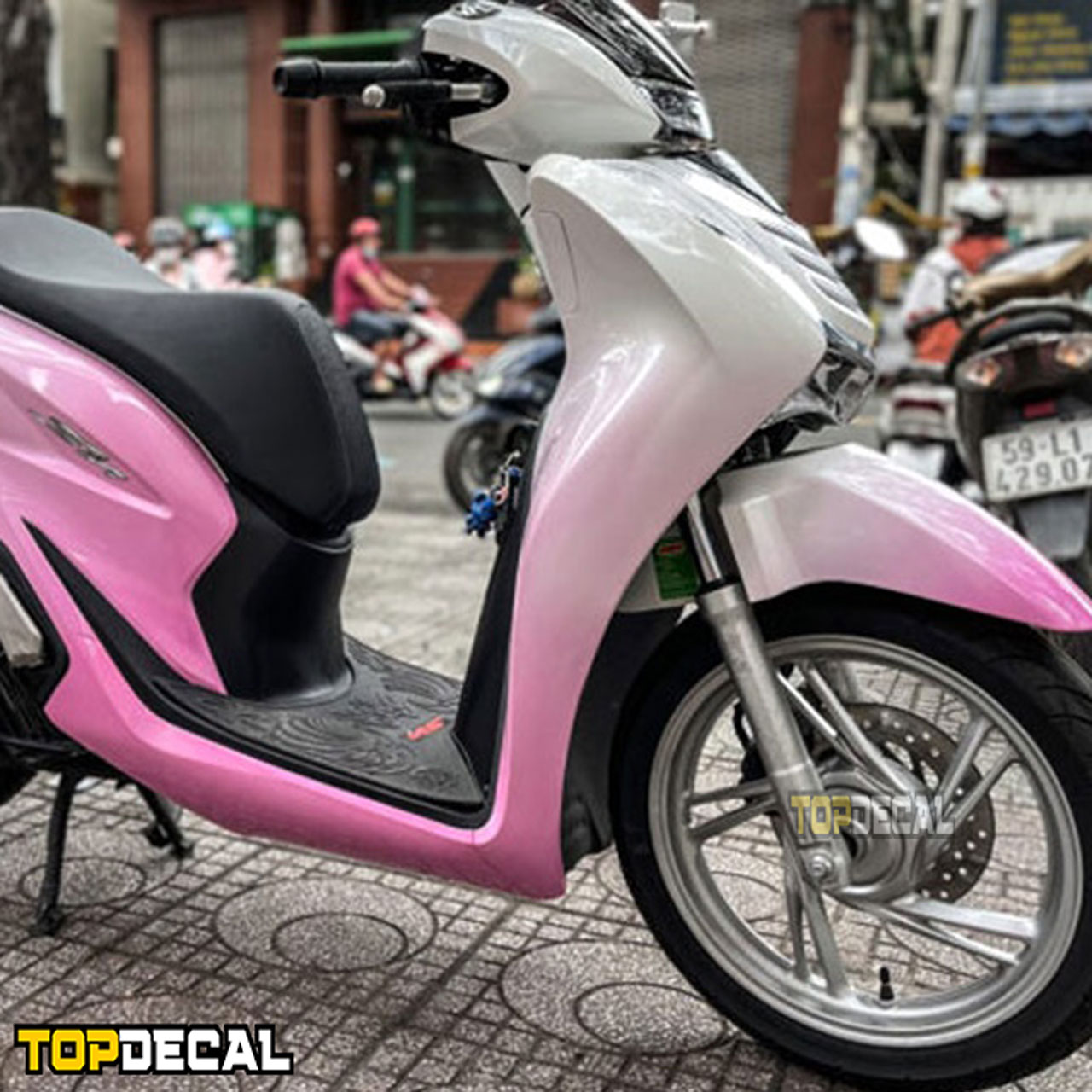 dán xe sh màu trắng