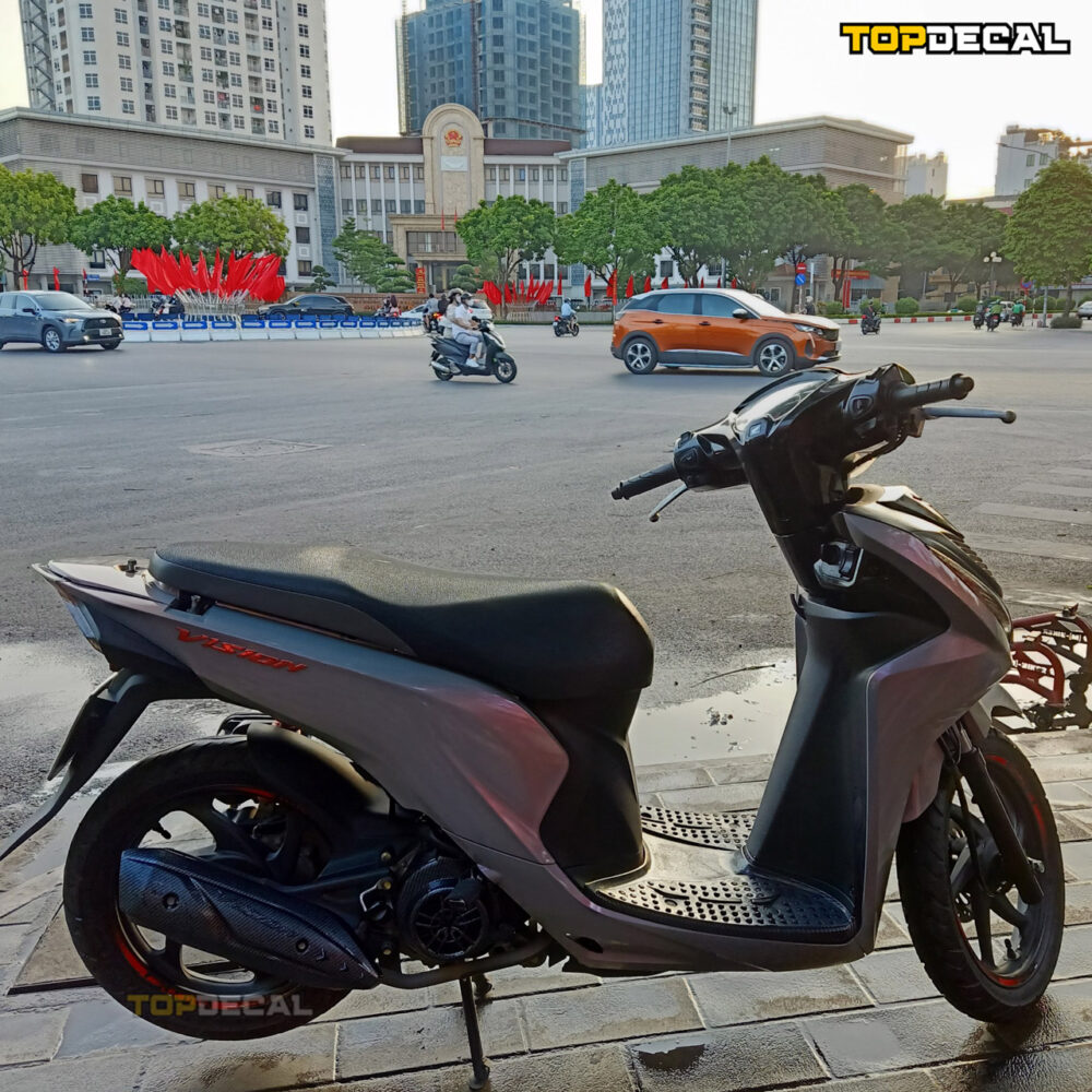 Dán xe Vision màu xám xi măng ánh hồng