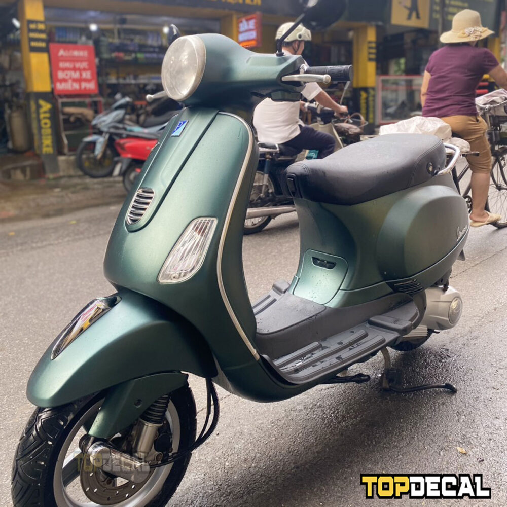 dán decal xe Vespa xanh Metal