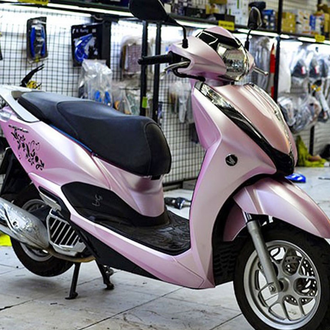 Decal xe lead màu hồng nhạt