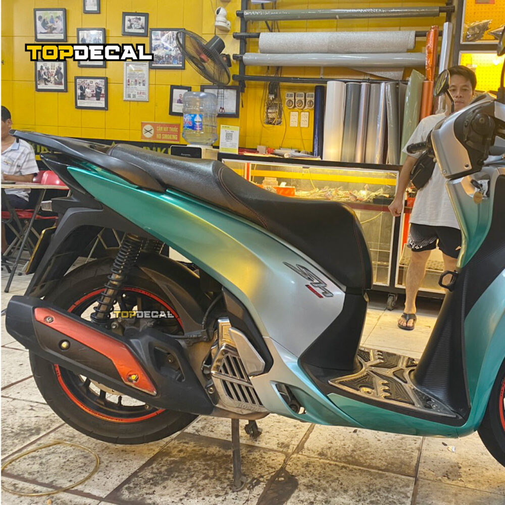Dán Xe SH Màu Ombre Xanh Bạc Phối Tem Limited - Hình ảnh 7