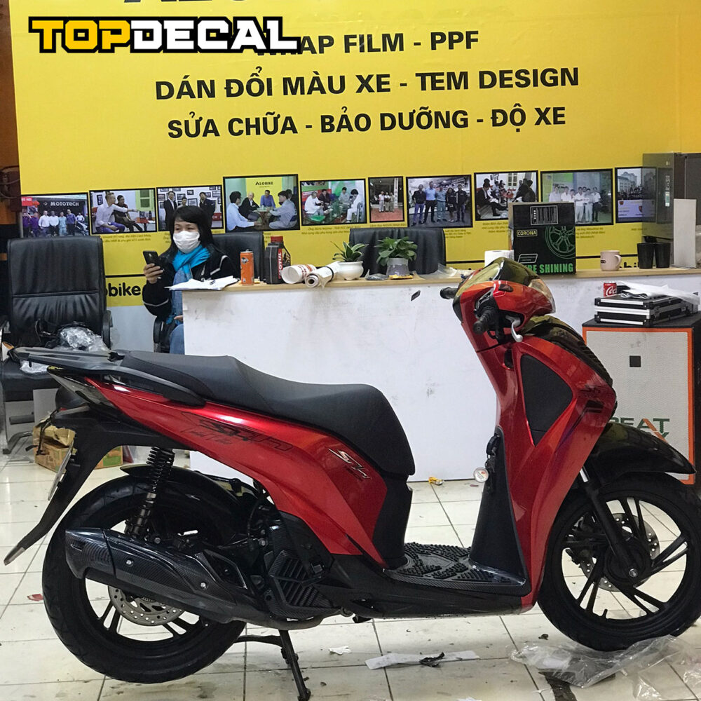 Dán xe Sh màu đỏ Candy rực rỡ siêu bóng