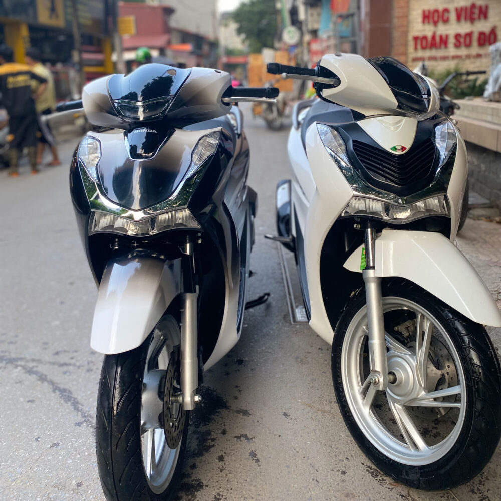 Dán xe Sh màu Ombre trắng đen - Hình ảnh 2
