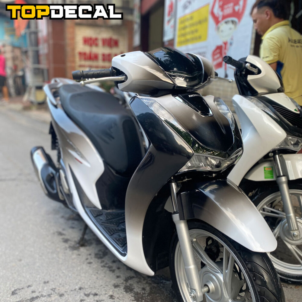 Dán xe Sh màu Ombre trắng đen - Hình ảnh 4