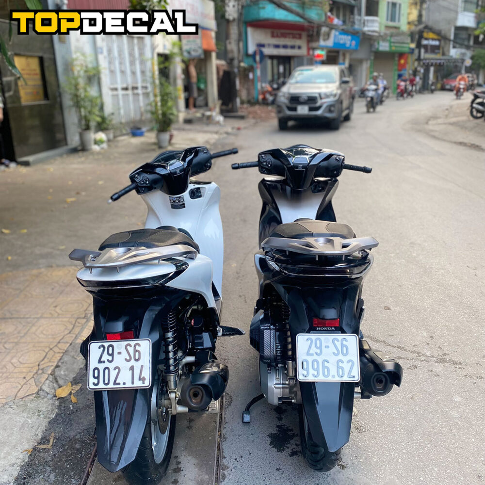 Dán xe Sh màu Ombre trắng đen - Hình ảnh 5
