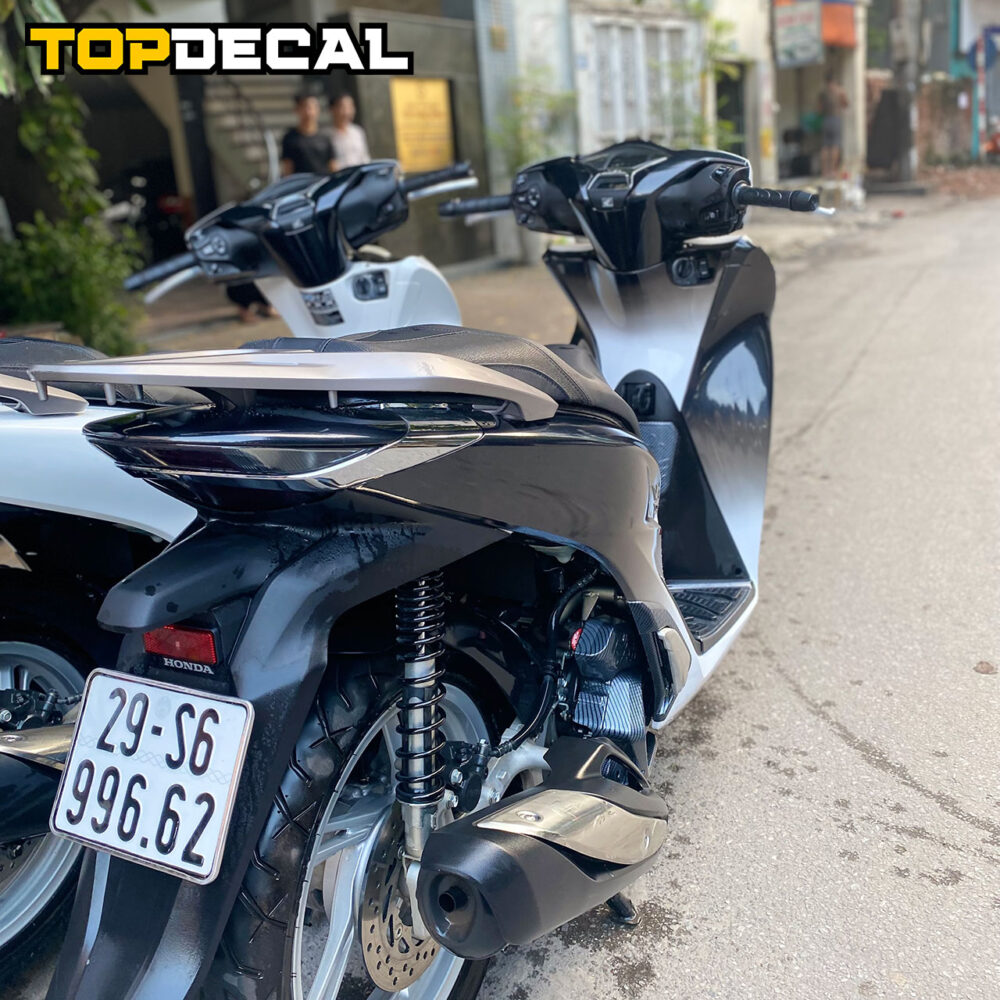 Dán xe Sh màu Ombre trắng đen - Hình ảnh 6