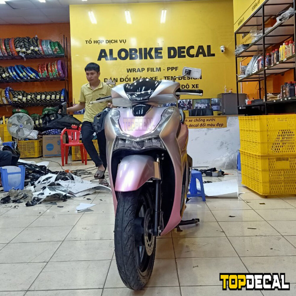 dán decal xe Sh màu hồng