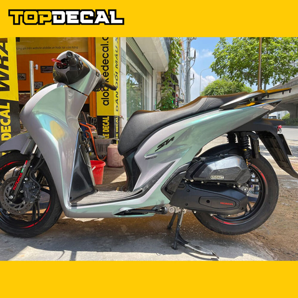 Dán xe SH xám xi măng ánh xanh lá - Hình ảnh 3