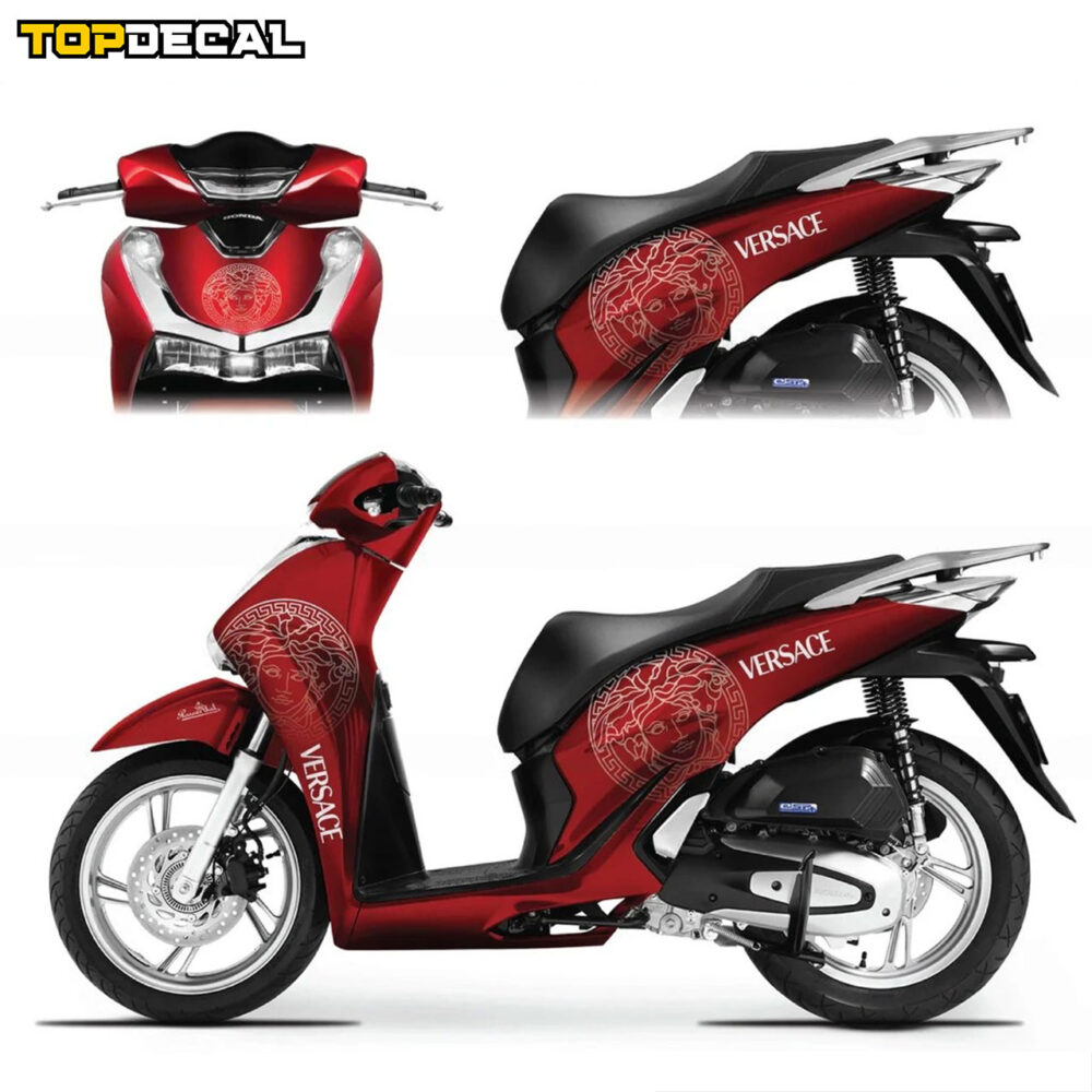 dán xe sh đỏ phối tem versace