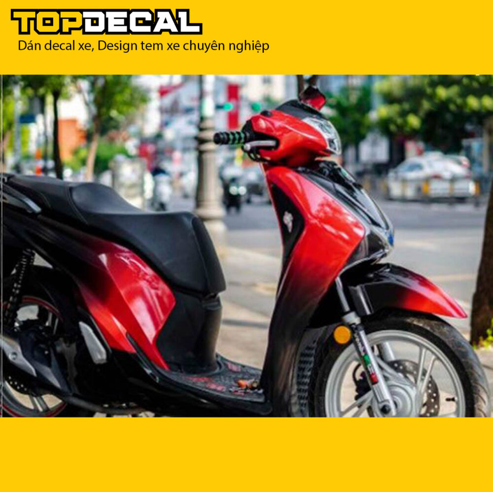 dán xe sh màu ombre đen đỏ