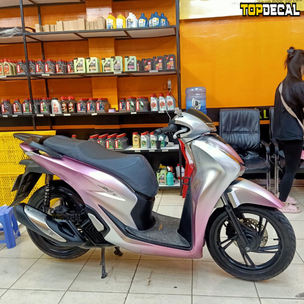 dán tem xe sh màu hồng