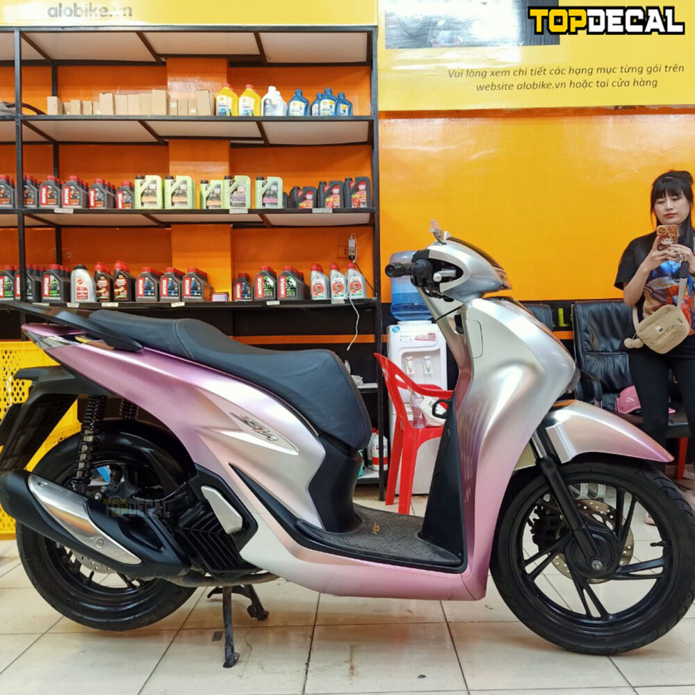 decal xe Sh màu hồng bạc