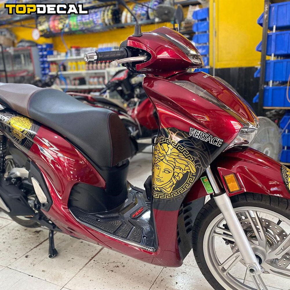 dán xe sh đỏ phối tem versace