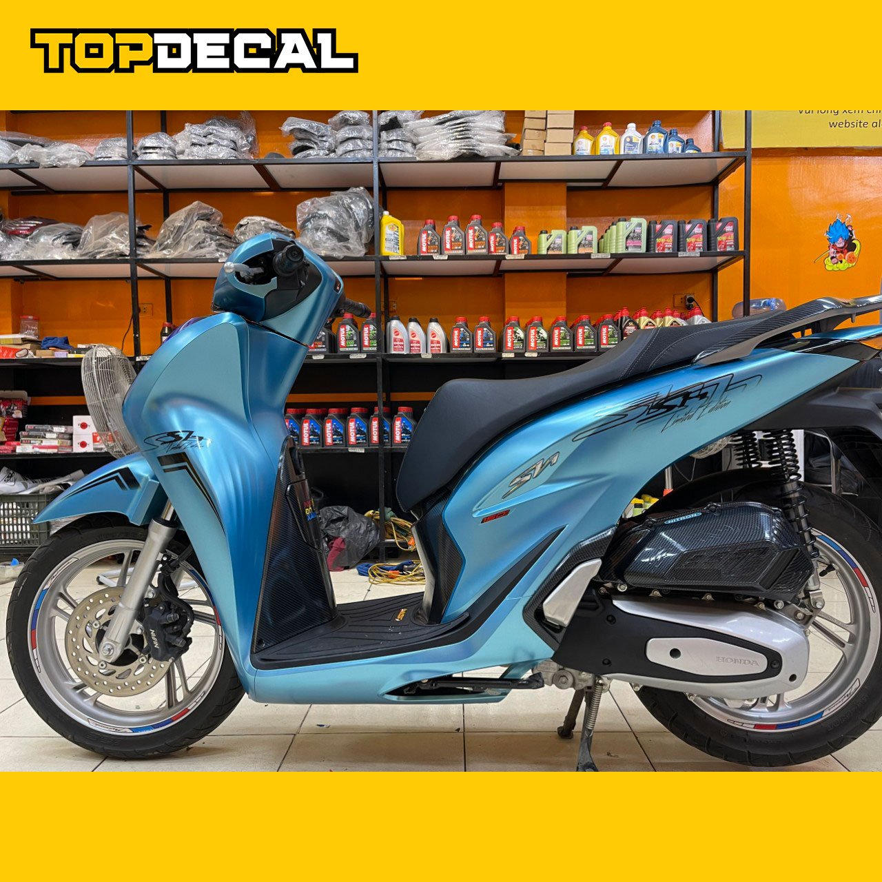 dán decal xe sh màu xanh ngọc phối tem limited