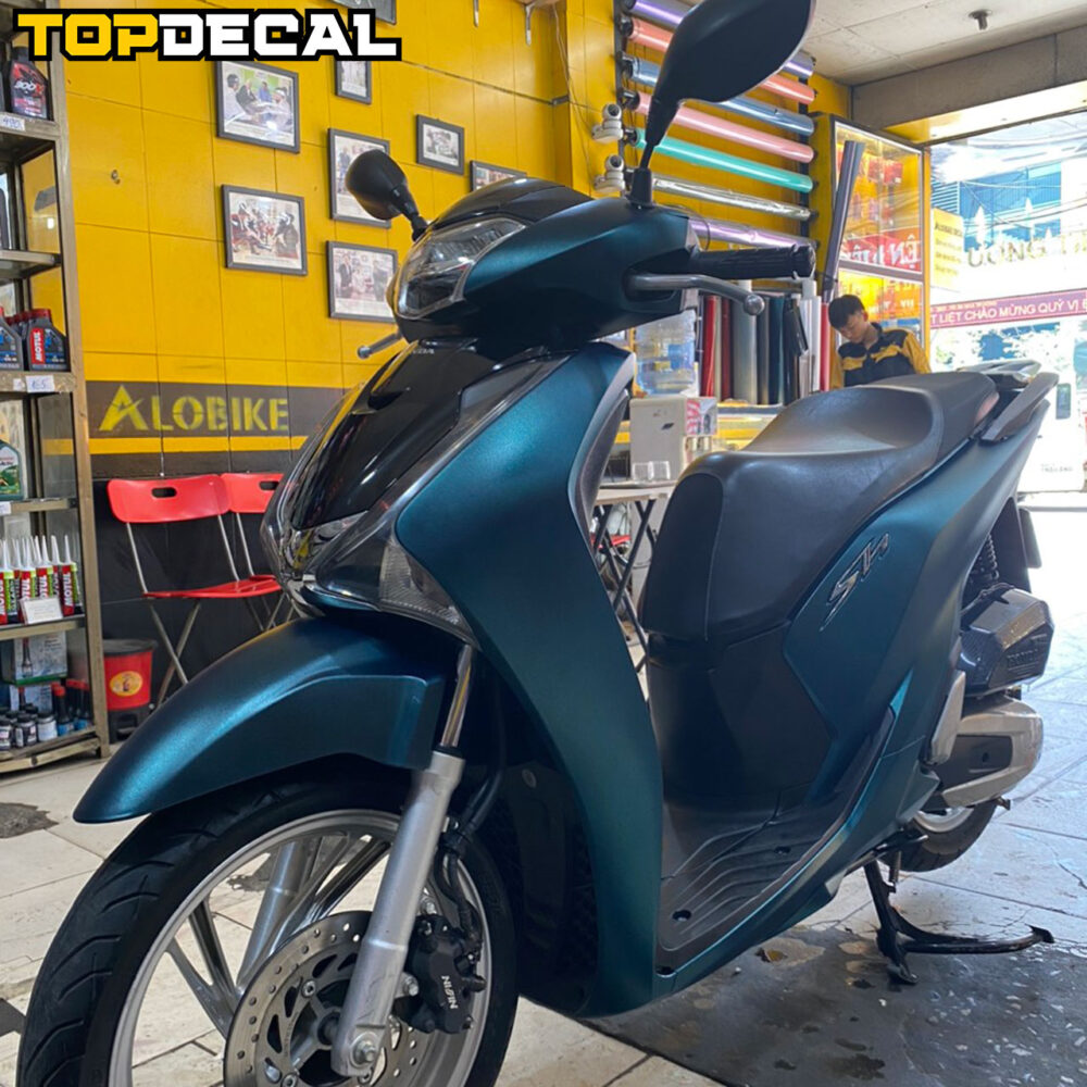 Dán xe Sh màu xanh lam lì - Ảnh 3